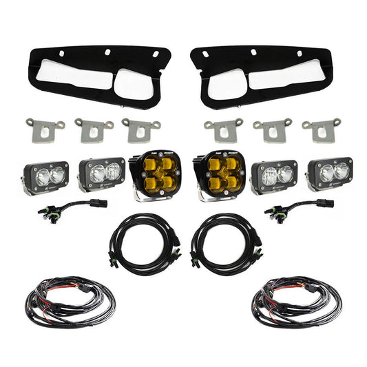 Baja Designs Ford Squadron SAE/Dual S2 Sport Steel Bumper Fog Pocket Light Kit - Ford 2021-2025 Bronco; 2022-2025 Bronco Raptor; NOTE: w/ OE Steel Bumper